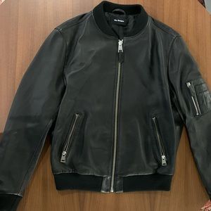 Kooples Black Leather Bomber Jacket